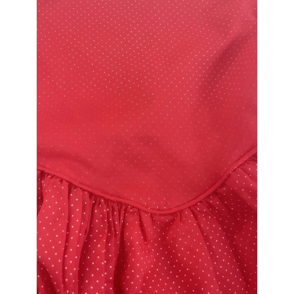 Vintage Little Stars Girls 6 Red Polka Dot Prairie Dress Puff Sleeve Ruffle Belt